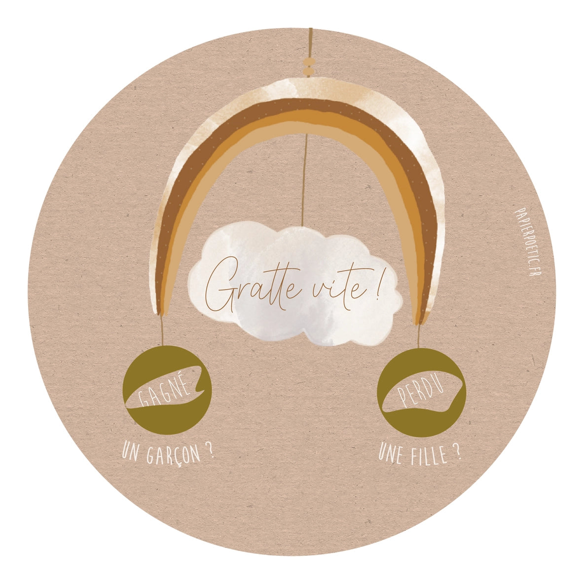 Carte ronde à gratter | Garçon ou Fille ?