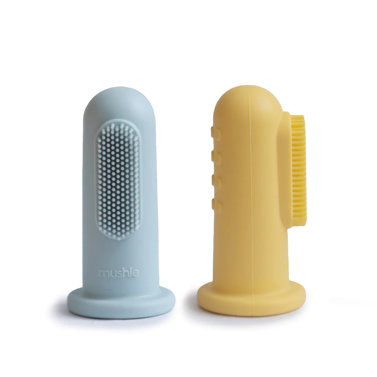 Lot de 2 brosses à dent à doigt | Bleu poudré & jaune