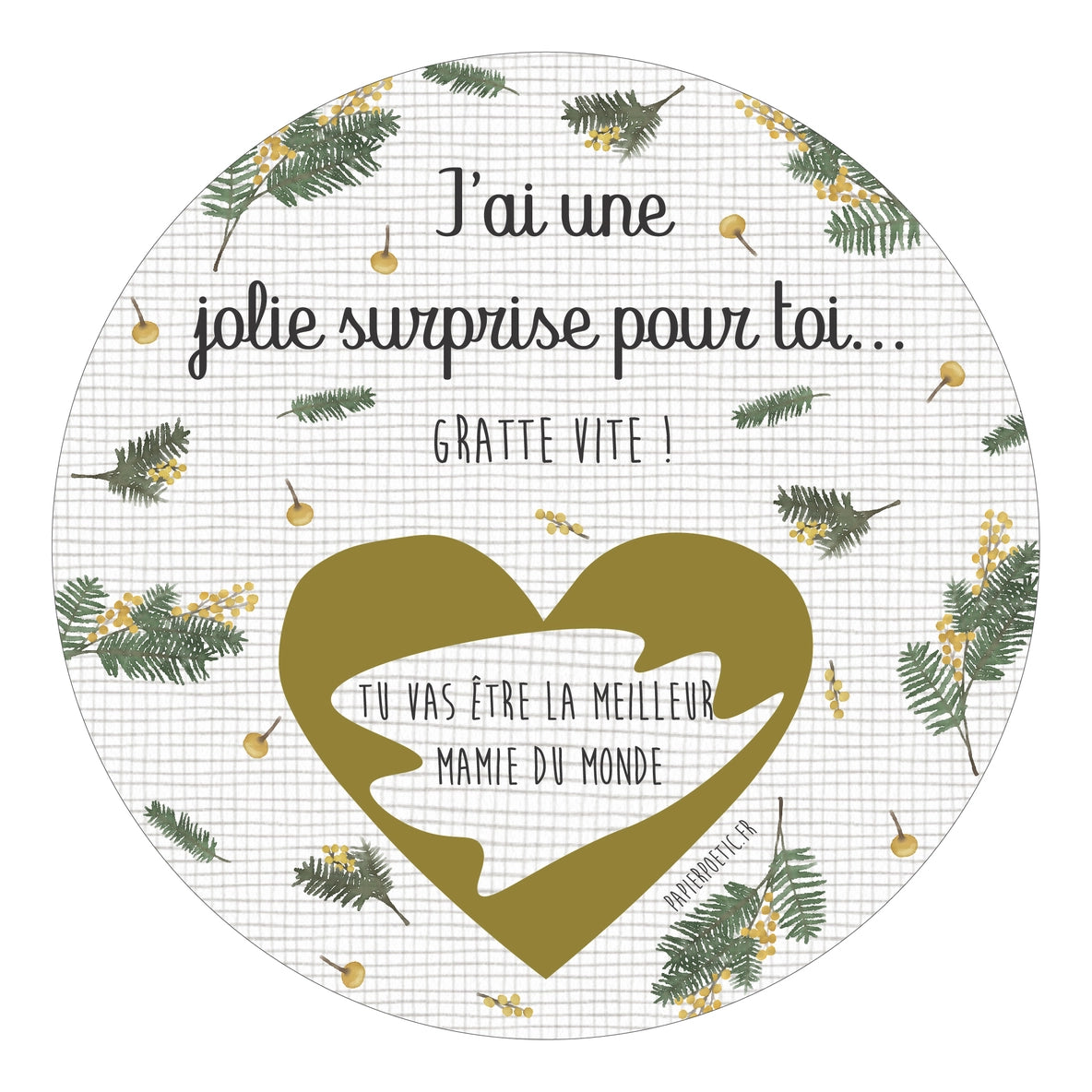 Carte ronde à gratter | Mamie