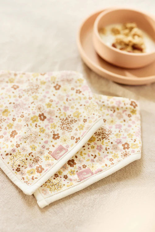 Lot de 2 bavoirs bandana | Retro Flowers